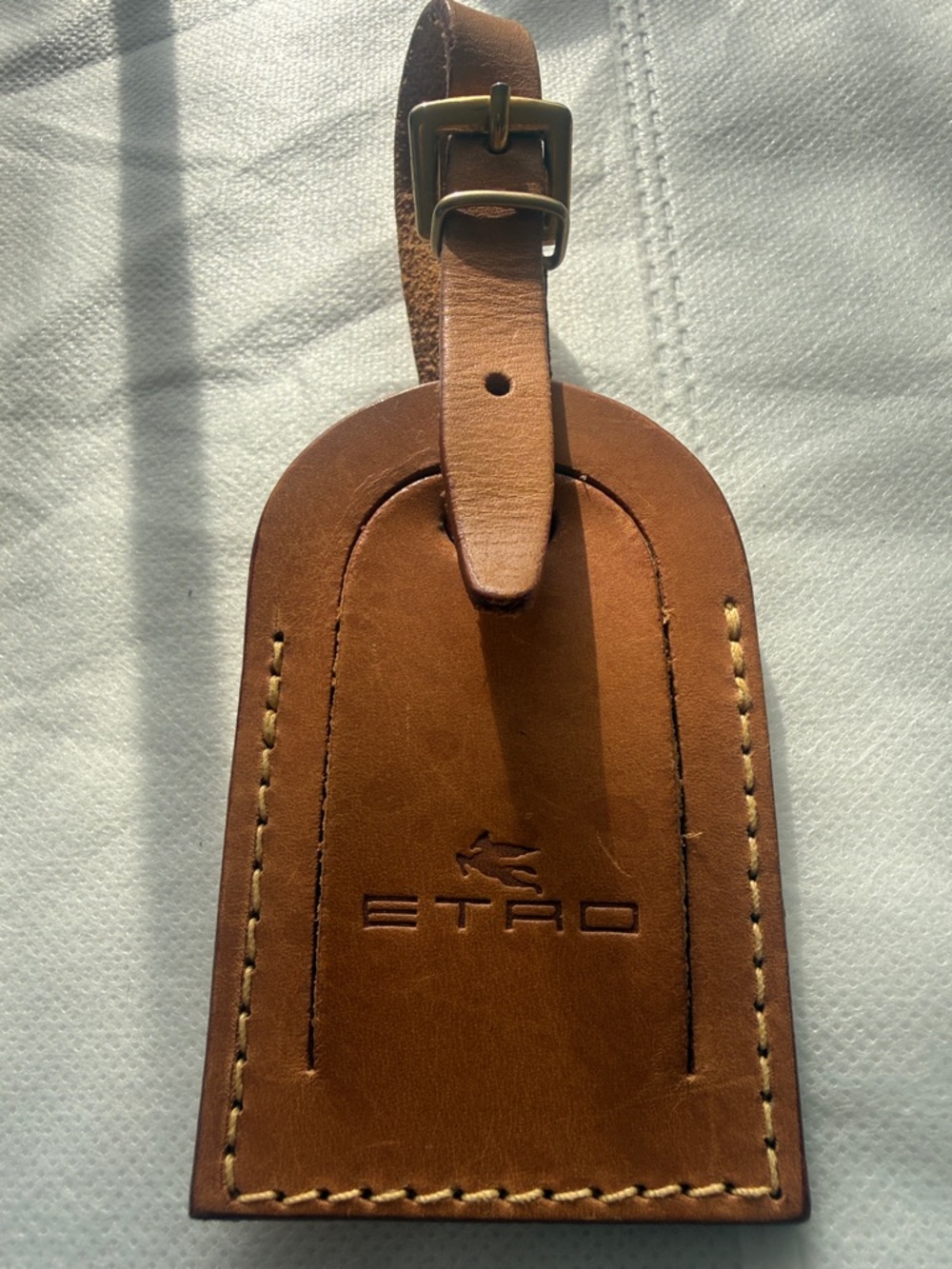Etro Vaschetta Leather Luggage Tag + Lock + Key - Picture 8 of 12